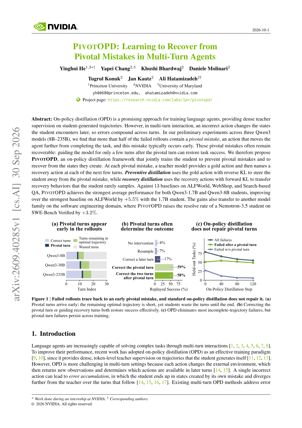 PivotOPD: Learning to Recover from Pivotal Mistakes in Multi-Turn Agents