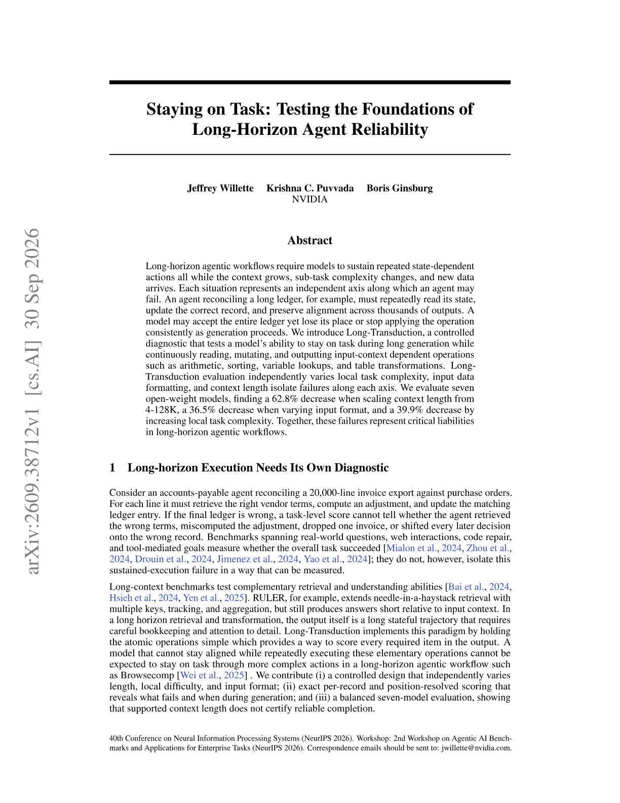 Staying on Task: Testing the Foundations of Long-Horizon Agent Reliability