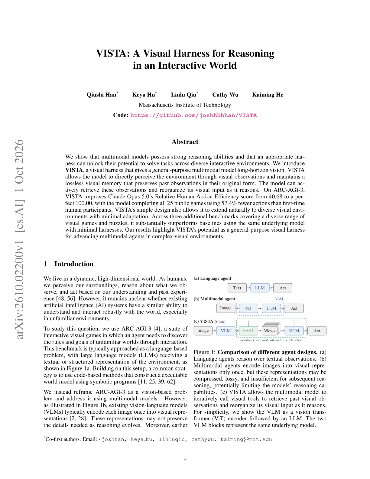 VISTA: A Visual Harness for Reasoning in an Interactive World