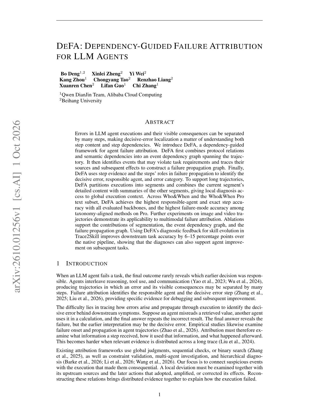 DeFA: Dependency-Guided Failure Attribution for LLM Agents
