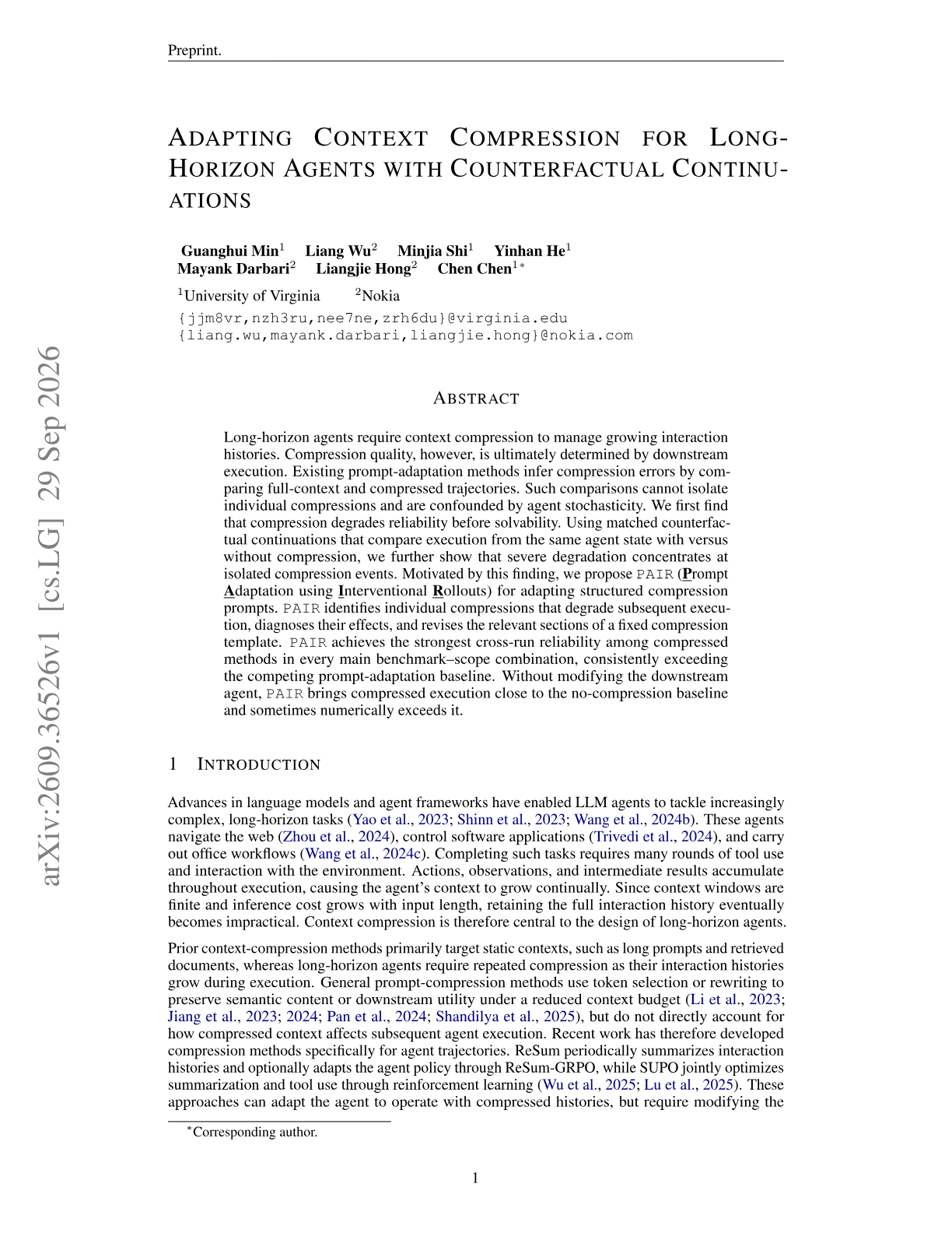 Adapting Context Compression for Long-Horizon Agents with Counterfactual Continuations