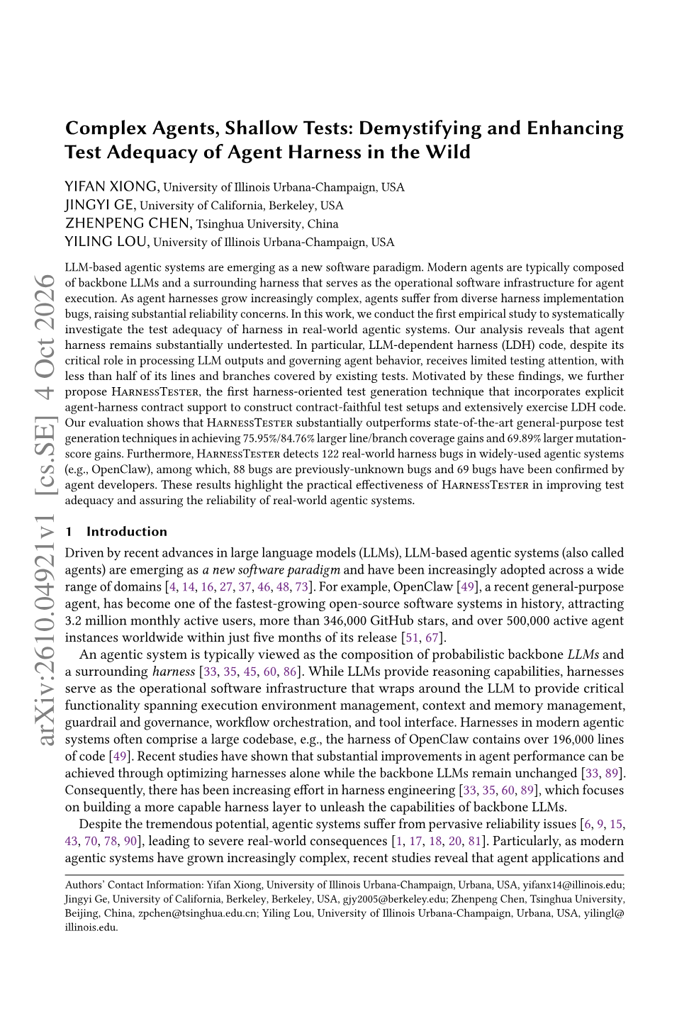 Complex Agents, Shallow Tests: Demystifying and Enhancing Test Adequacy of Agent Harness in the Wild