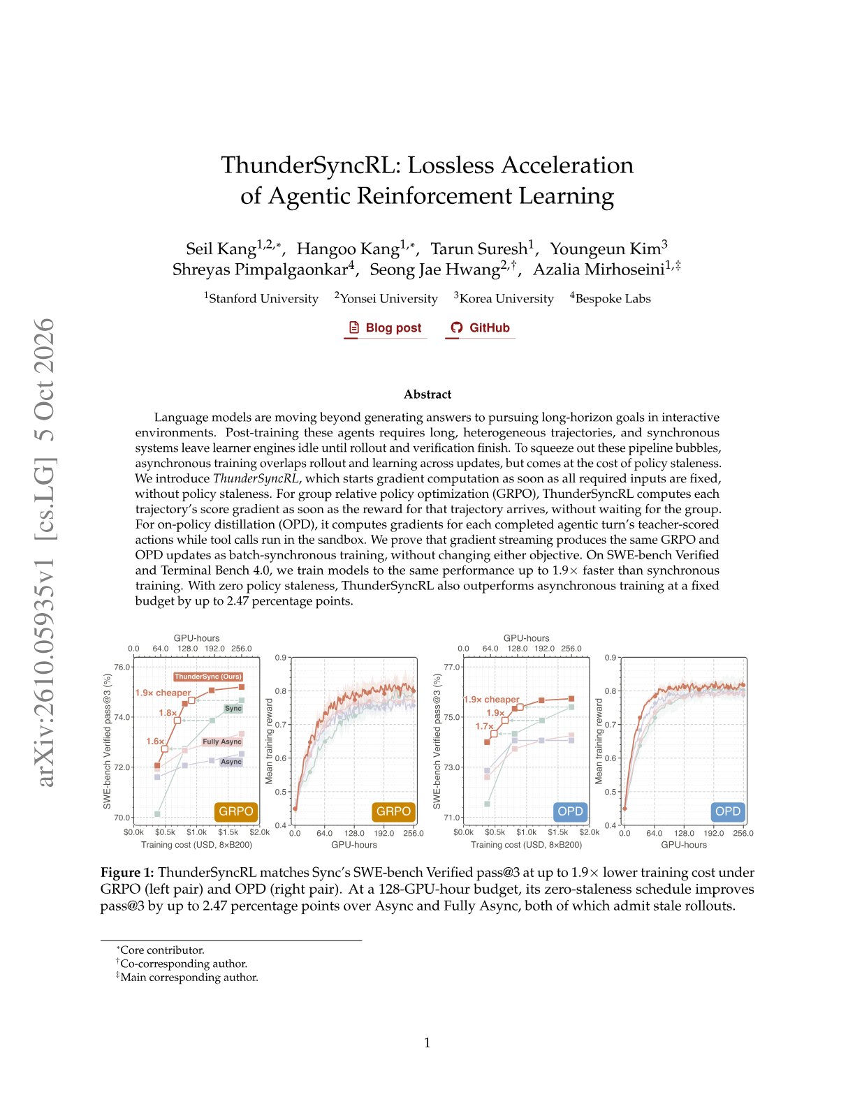ThunderSyncRL: Lossless Acceleration of Agentic Reinforcement Learning