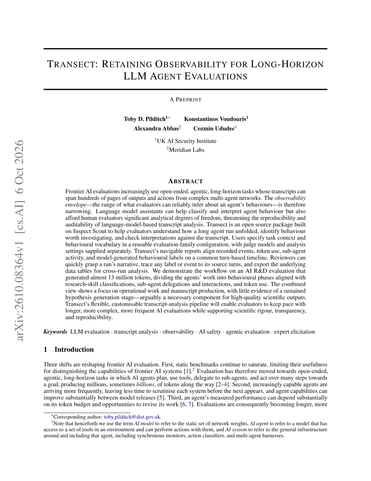 Transect: Retaining Observability for Long-Horizon LLM Agent Evaluations