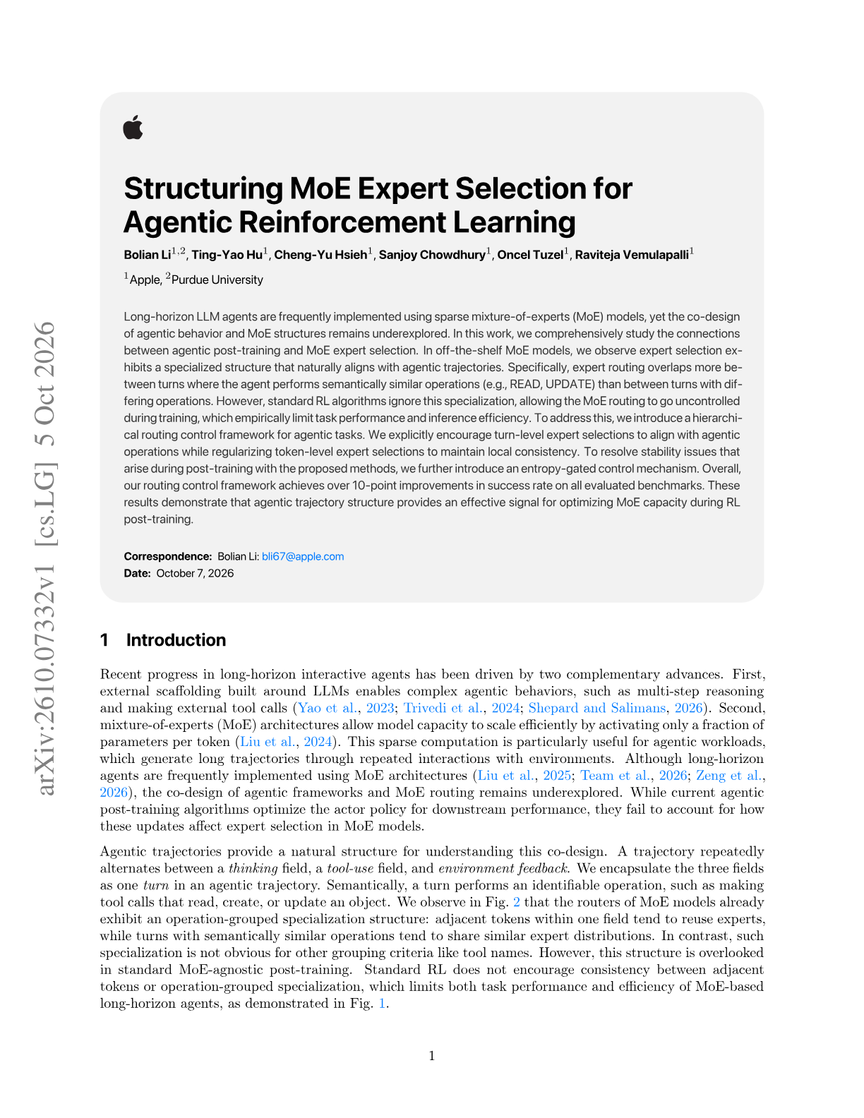 Structuring MoE Expert Selection for Agentic Reinforcement Learning