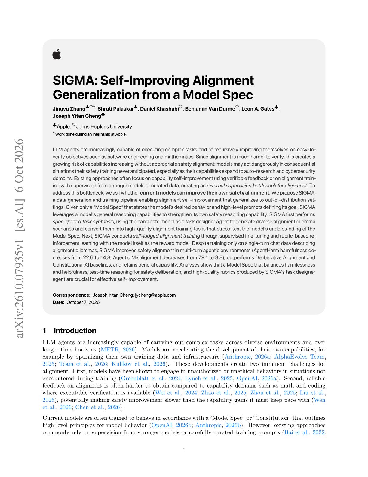 SIGMA: Self-Improving Alignment Generalization from a Model Spec