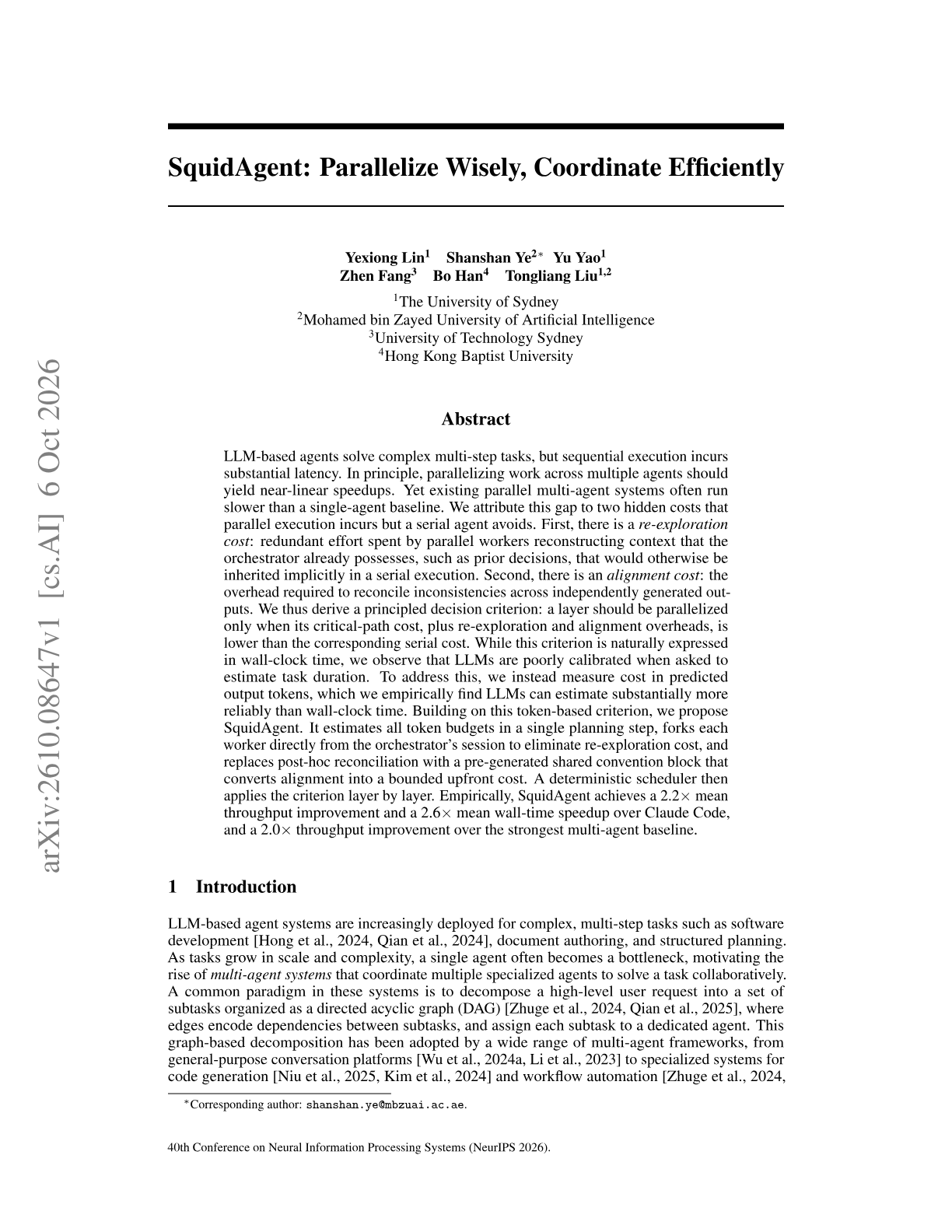 SquidAgent: Parallelize Wisely, Coordinate Efficiently