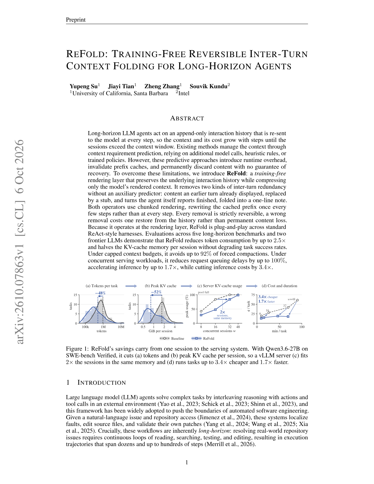ReFold: Training-Free Reversible Inter-Turn Context Folding for Long-Horizon Agents