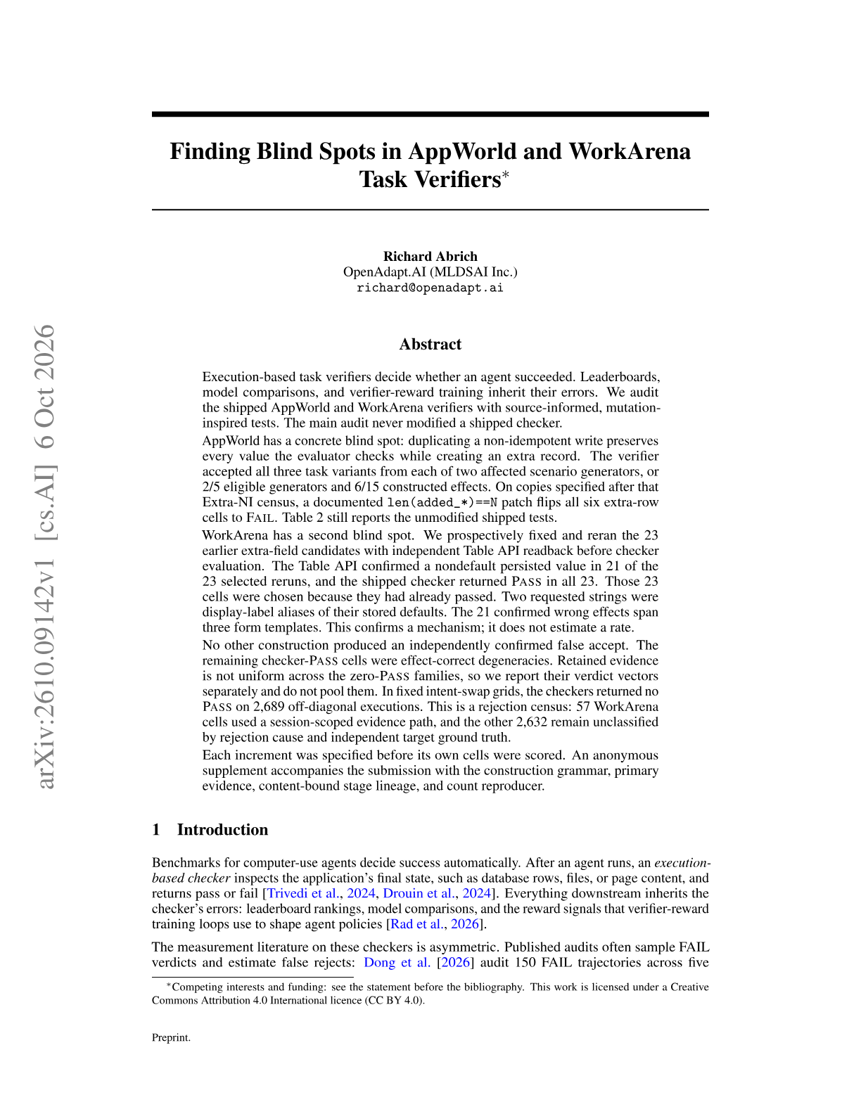 Finding Blind Spots in AppWorld and WorkArena Task Verifiers