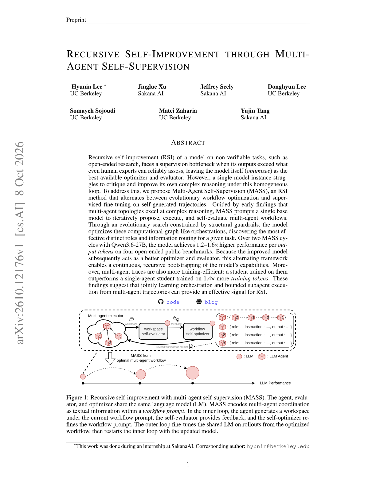 Recursive Self-Improvement through Multi-Agent Self-Supervision