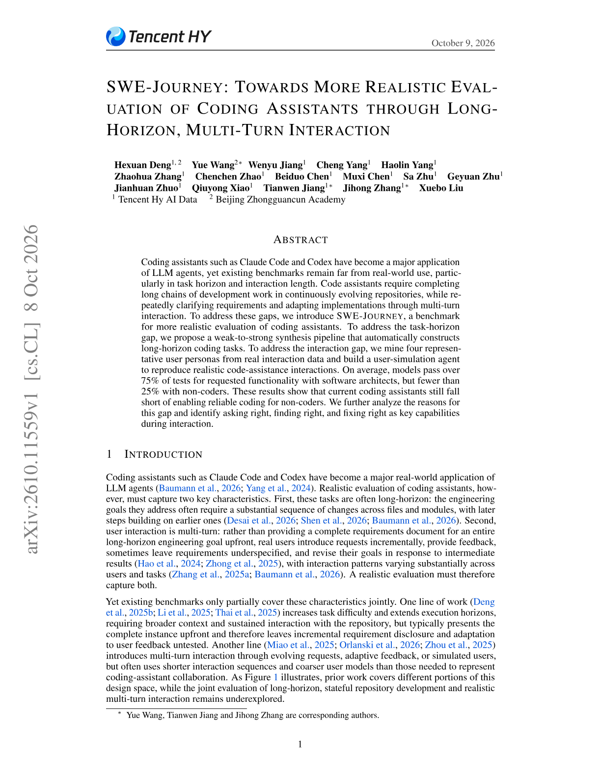 SWE-Journey: Towards More Realistic Evaluation of Coding Assistants through Long-Horizon, Multi-Turn Interaction