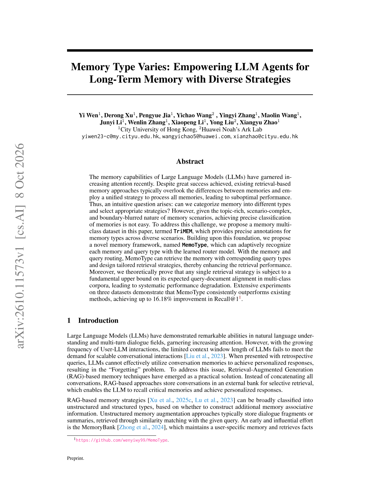 Memory Type Varies: Empowering LLM Agents for Long-Term Memory with Diverse Strategies