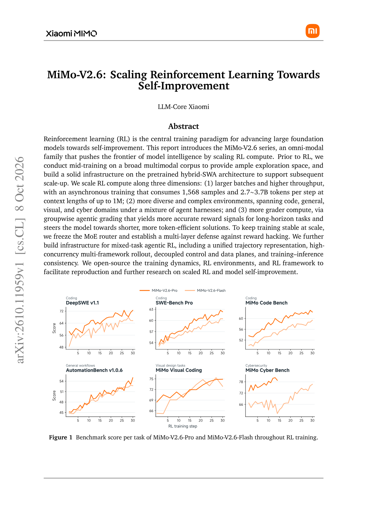 MiMo-V2.6: Scaling Reinforcement Learning Towards Self-Improvement
