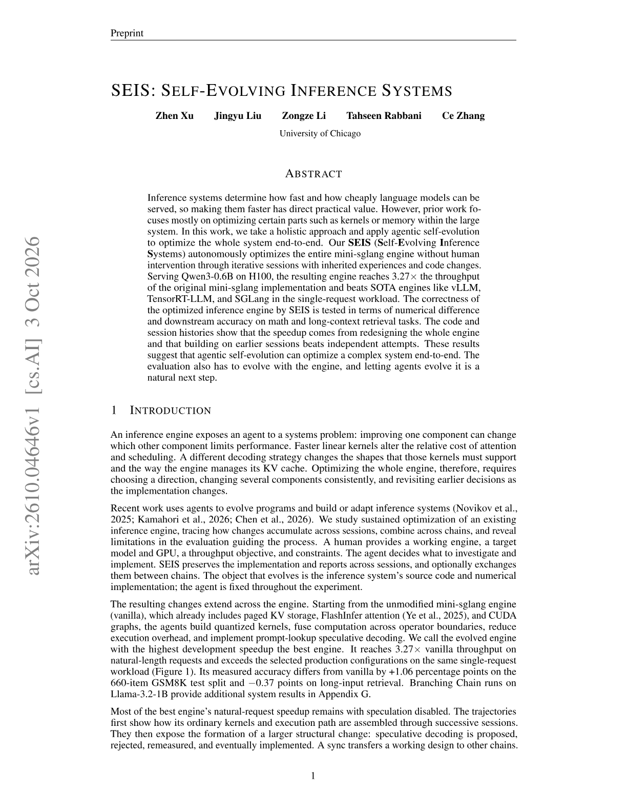 SEIS: Self-Evolving Inference Systems