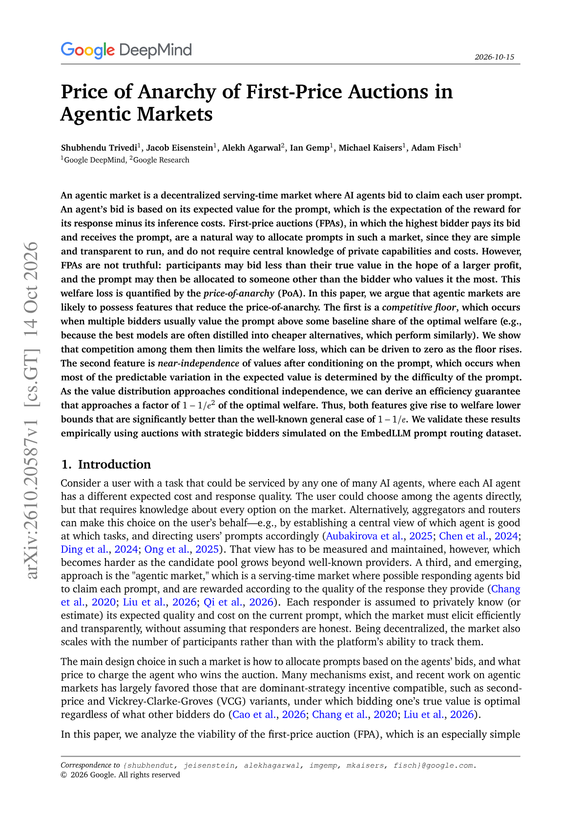 Price of Anarchy of First-Price Auctions in Agentic Markets