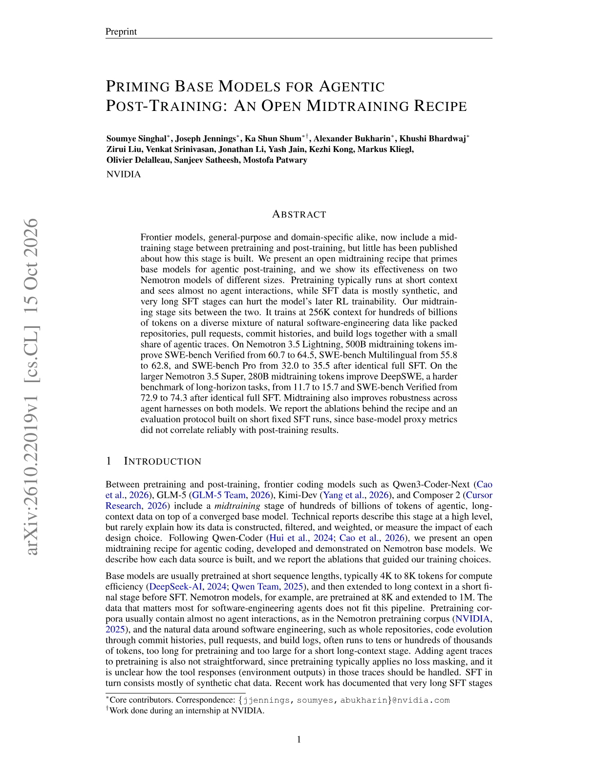 Priming Base Models for Agentic Post-Training: An Open Midtraining Recipe