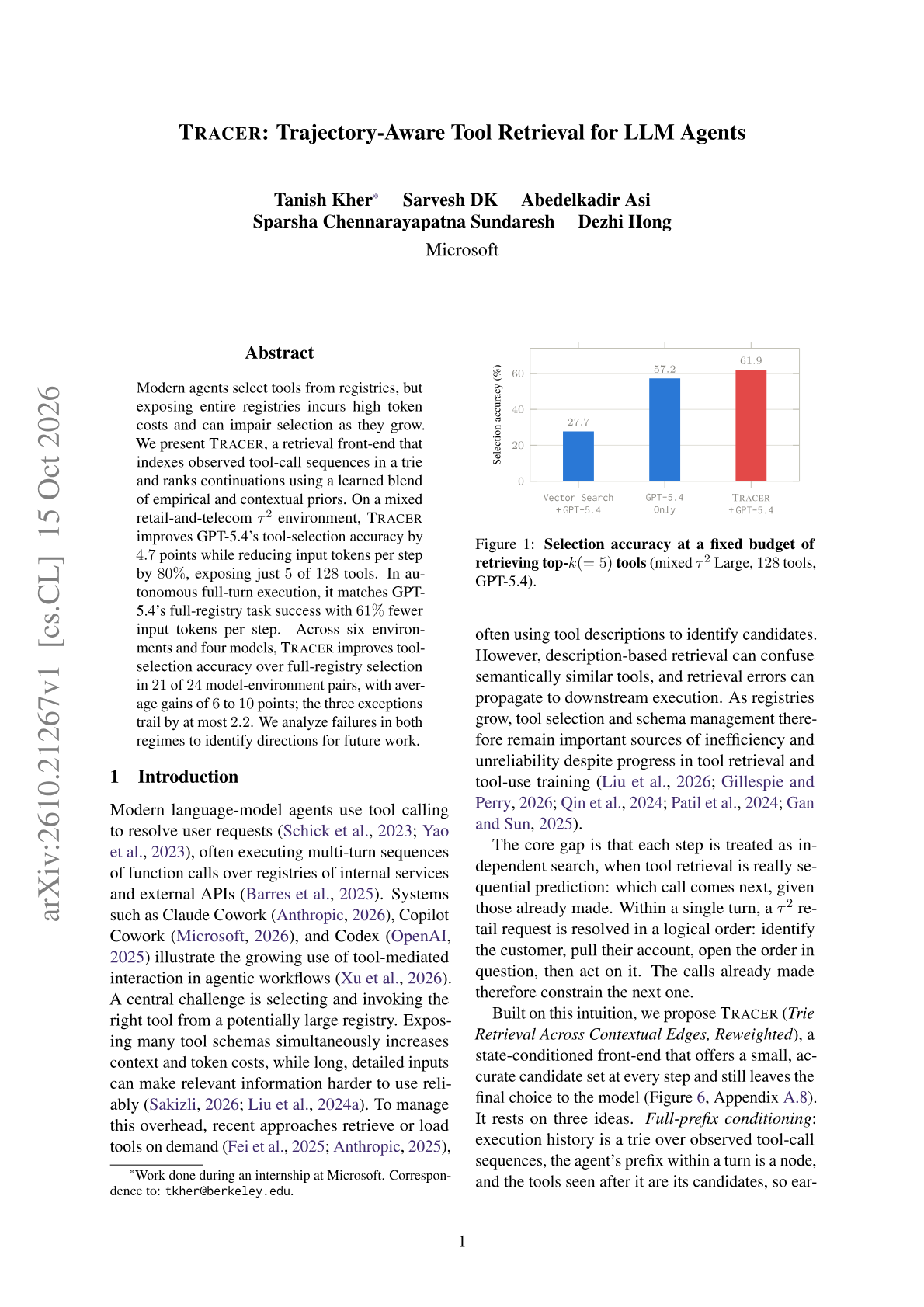 TRACER: Trajectory-Aware Tool Retrieval for LLM Agents