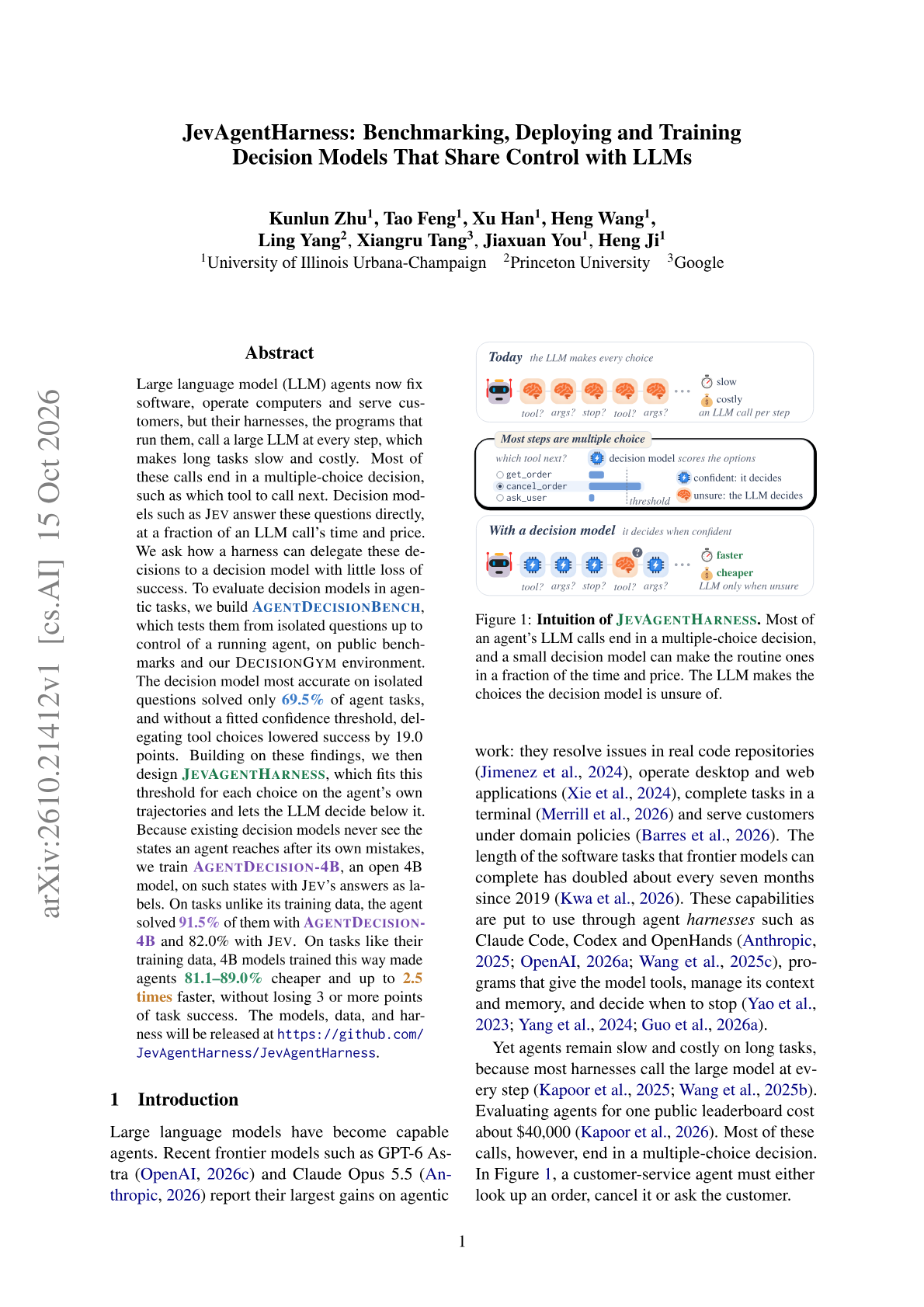 JevAgentHarness: Benchmarking, Deploying and Training Decision Models That Share Control with LLMs