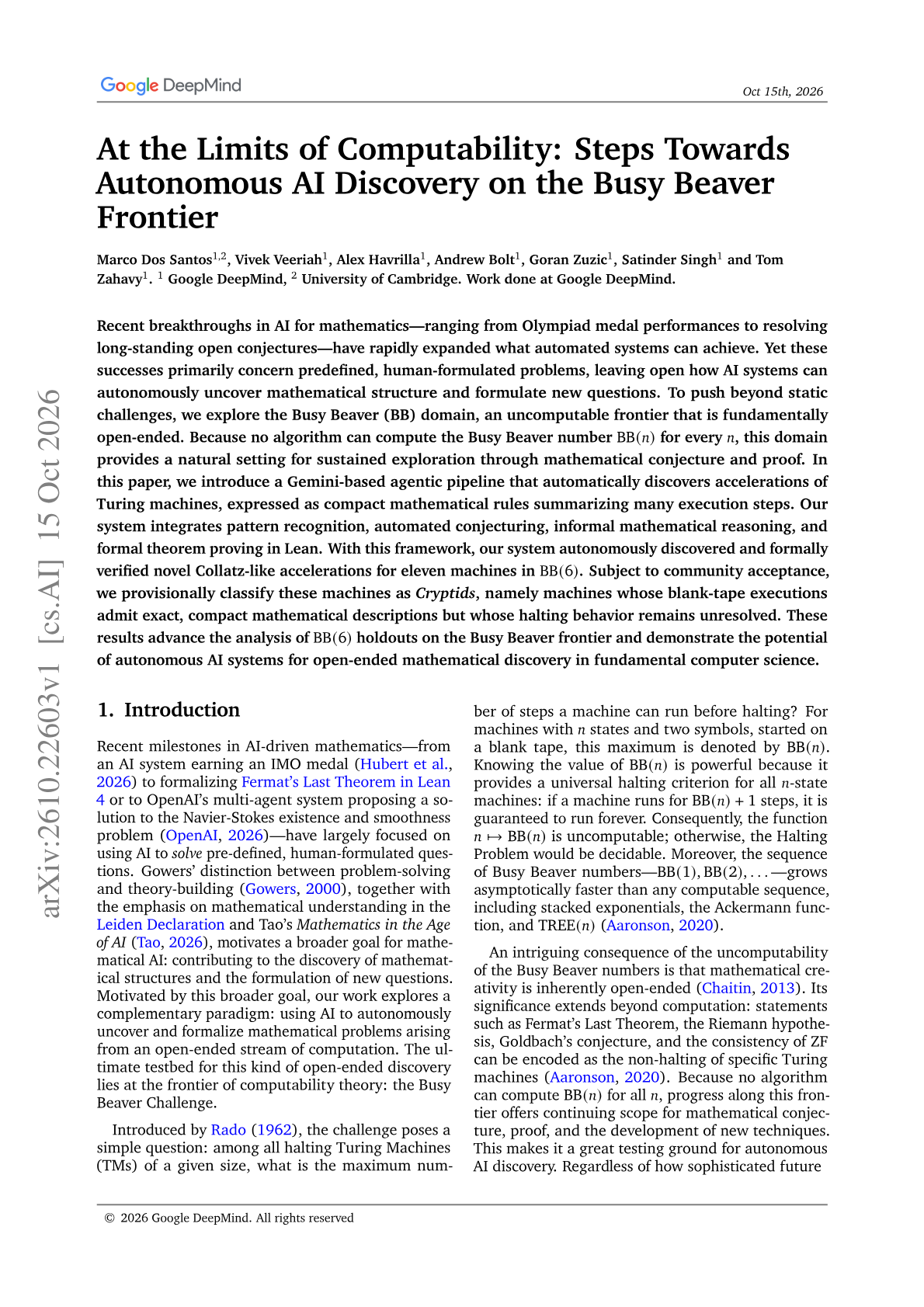 At the Limits of Computability: Steps Towards Autonomous AI Discovery on the Busy Beaver Frontier