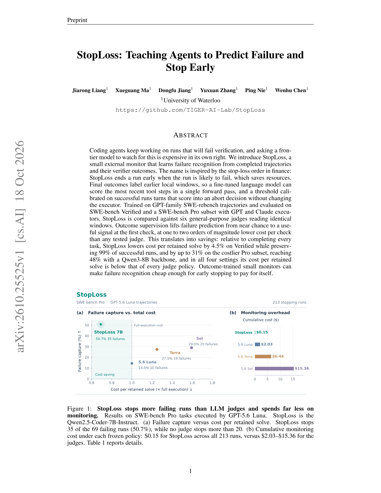 StopLoss: Teaching Agents to Predict Failure and Stop Early