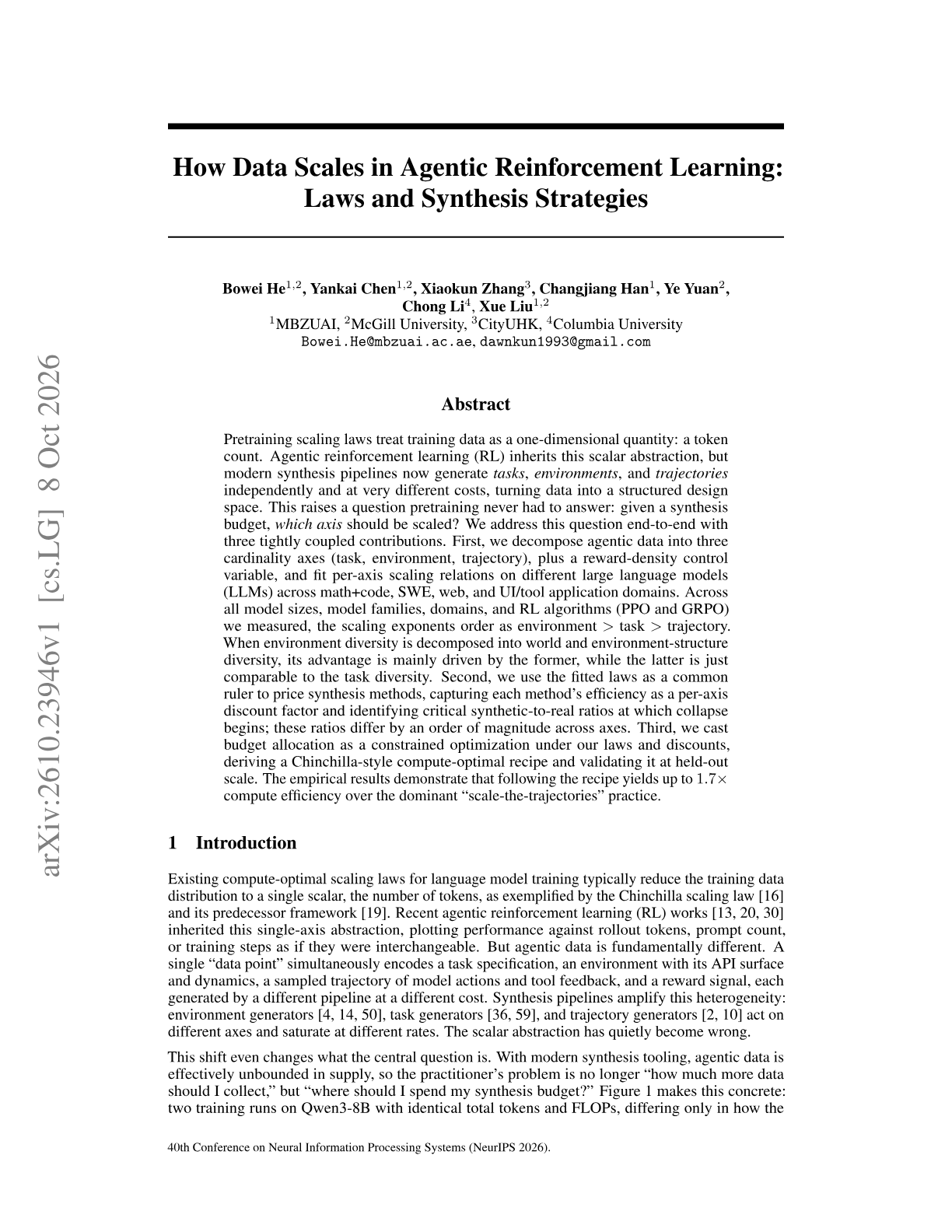 How Data Scales in Agentic Reinforcement Learning: Laws and Synthesis Strategies