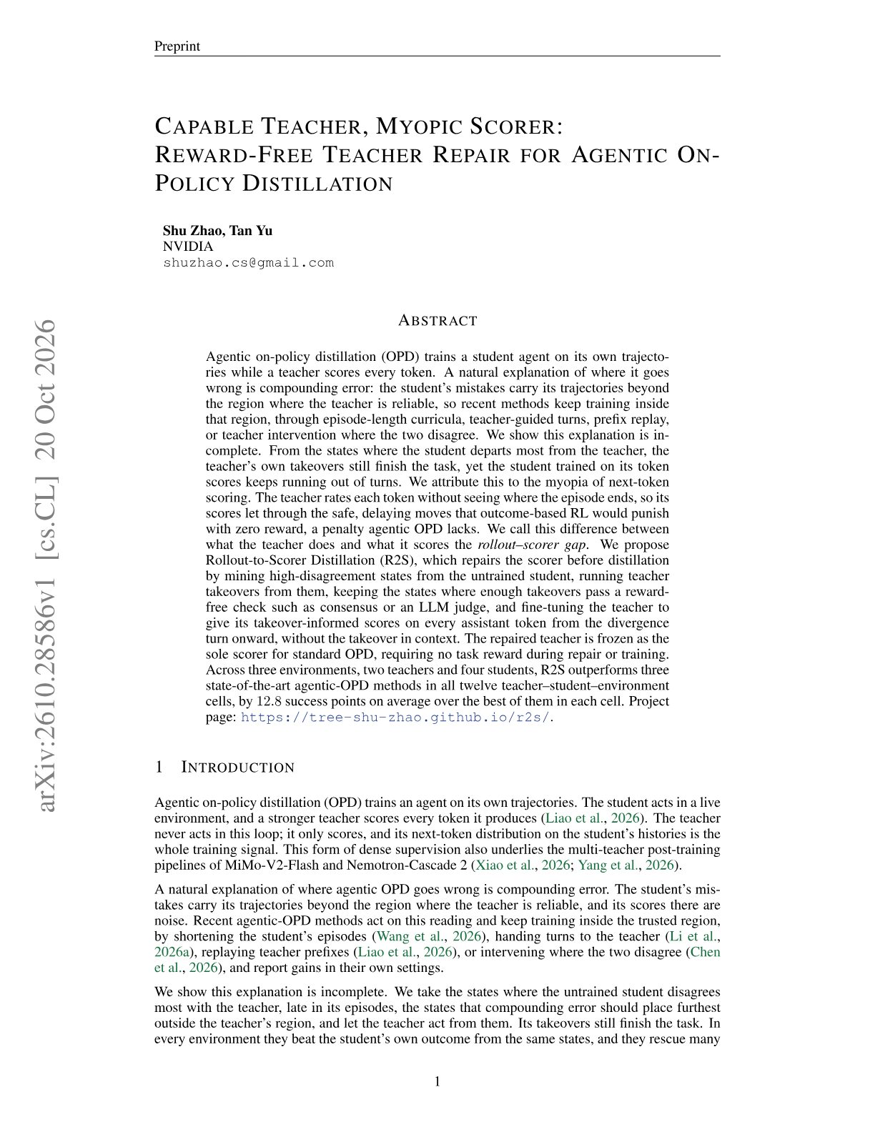 Capable Teacher, Myopic Scorer: Reward-Free Teacher Repair for Agentic On-Policy Distillation