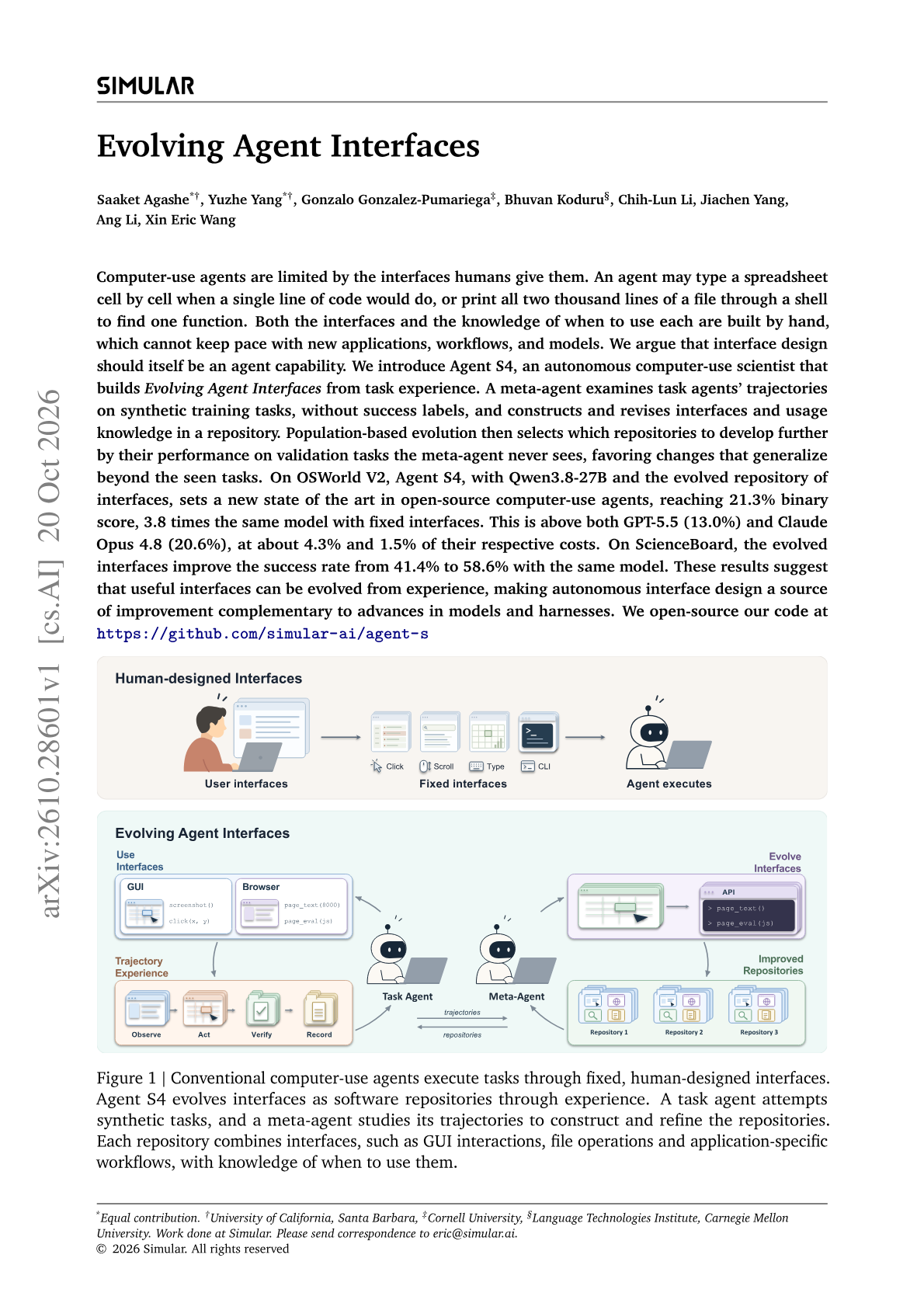 Evolving Agent Interfaces
