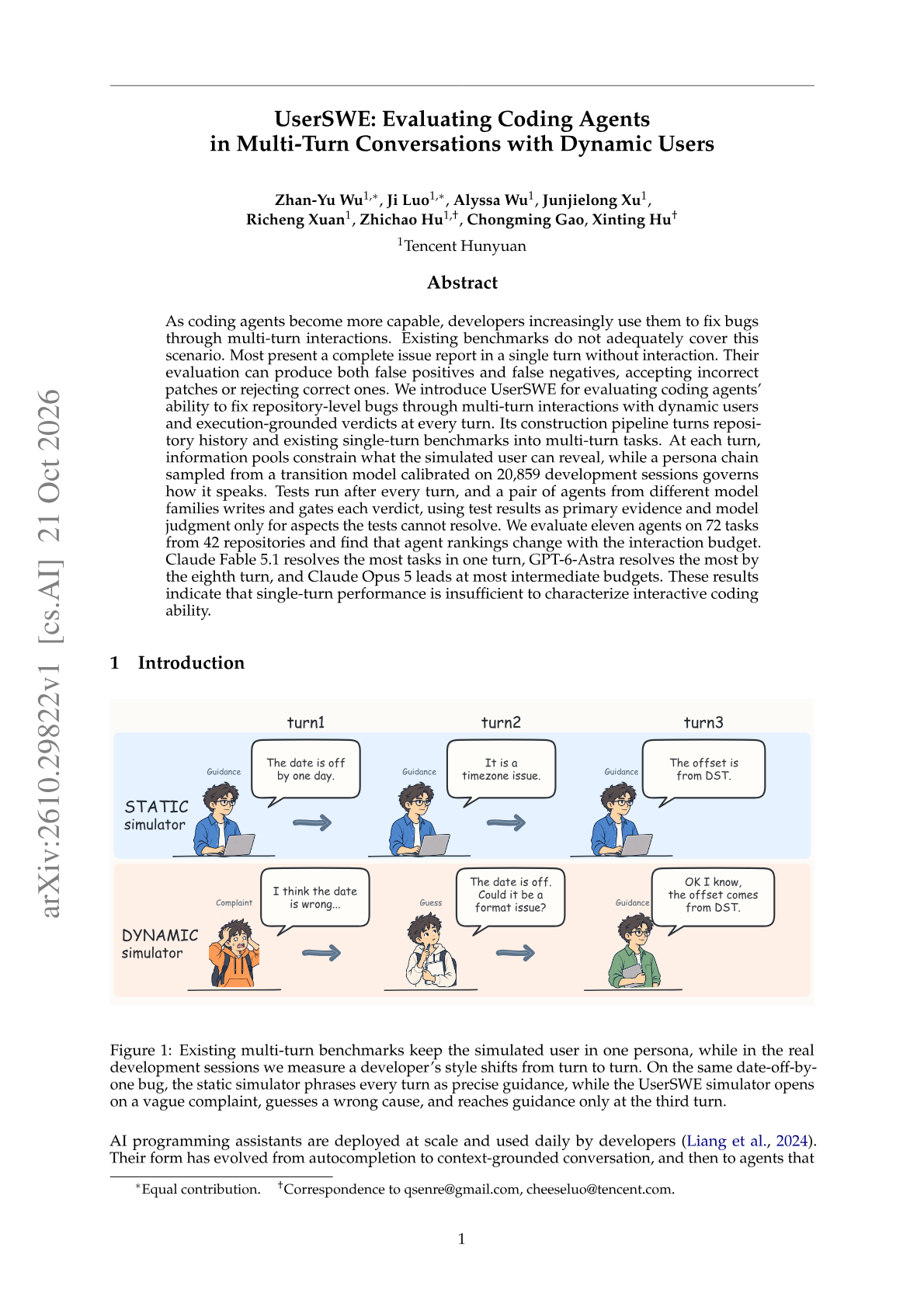 UserSWE: Evaluating Coding Agents in Multi-Turn Conversations with Dynamic Users