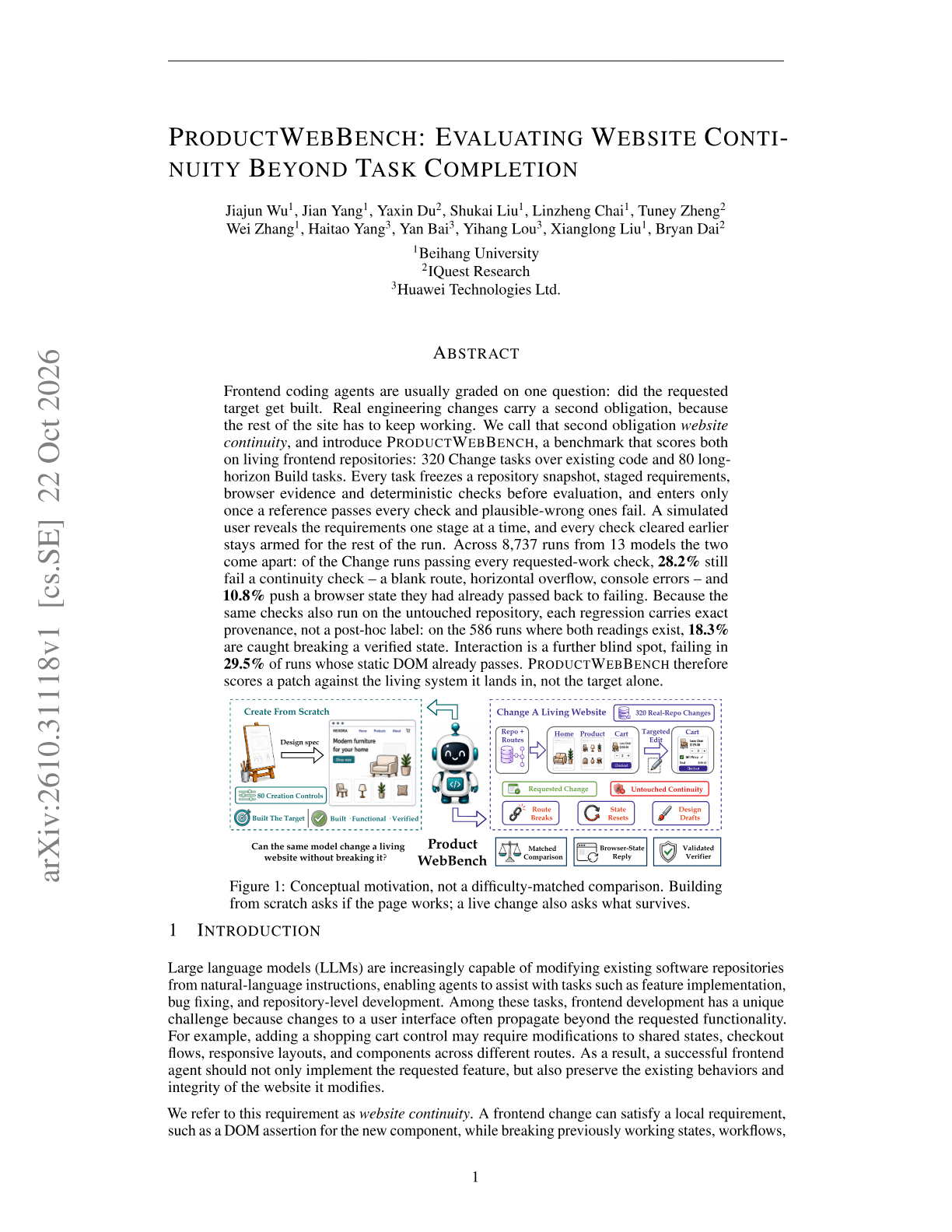 ProductWebBench: Evaluating Website Continuity Beyond Task Completion