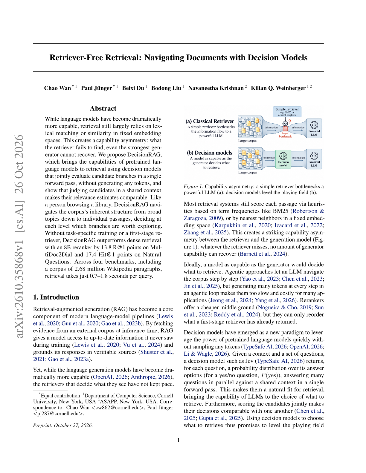 Retriever-Free Retrieval: Navigating Documents with Decision Models